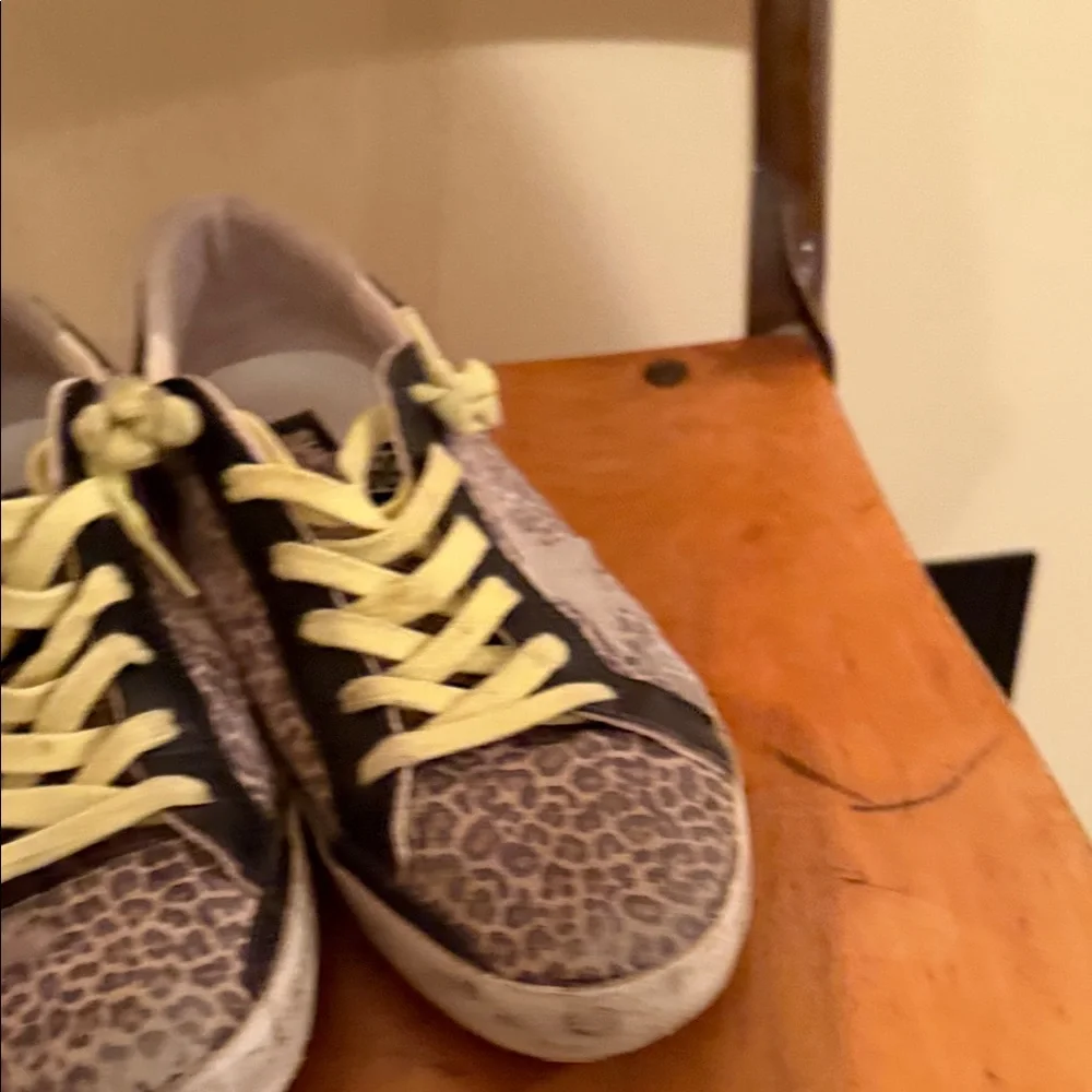 Women’s Golden Goose Leopard Print Sneakers with Yellow Laces - Picture 6 of 6